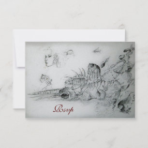 SEASHELLS SIXTEEN PARTY, Rsvp Monogram Silver Kaartje