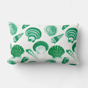 Seashells - smaragdgroen op een witte achtergrond kussen