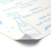 Seashells Squiggle Lijst Soft Blue Bar Menu Poster (Hoek)