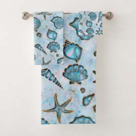 Seashells Starfish Waterverf Opal ID782 Bad Handdoek