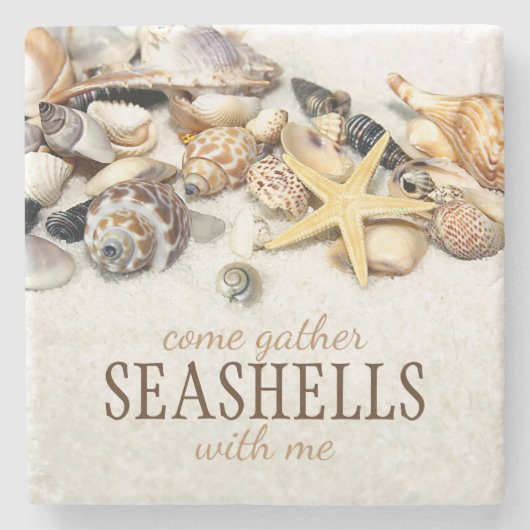 Seashells Stenen Onderzetter (Voorkant)