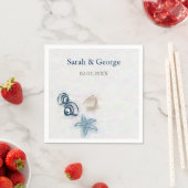 Seashells strand bruiloft gepersonaliseerde servet (Insitu)