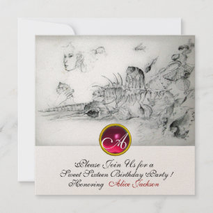 SEASHELLS SWEET 16 ARTIJ, Ruby Monogram Champagne Kaart