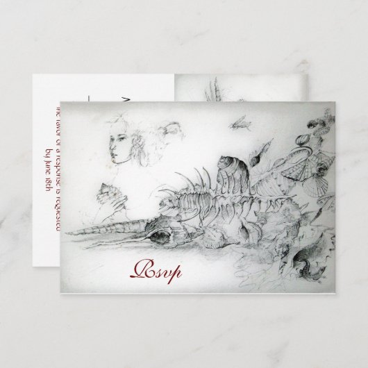 SEASHELLS SWEET 16 ARTIJ, Ruby Monogram Rsvp (Voorkant / Achterkant)