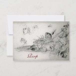 SEASHELLS SWEET SIXTEEN PARTY, Ruby Monogram Rsvp