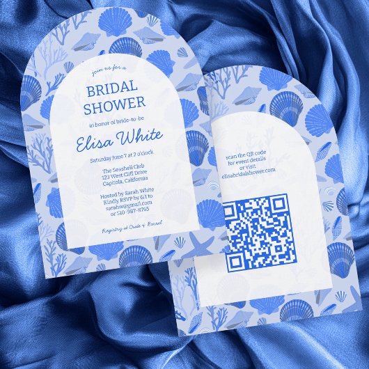 Seashells Vrijgezellenfeest Chic Beach CUSTOM QR A Kaart