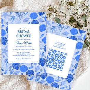 Seashells Vrijgezellenfeest Chic Blue Beach CUSTOM Kaart