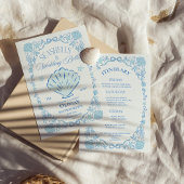 Seashells Wedding Bells Bachelorette Blue Kaart