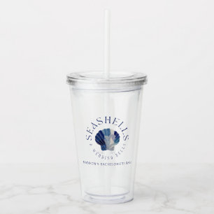 Seashells Wedding Bells Blue Beach Wedding Acryl Drinkbeker
