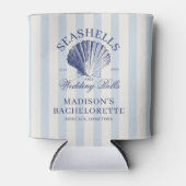 Seashells & Wedding Bells Gestreepte Bachelorette Blikjeskoeler (Voorkant)