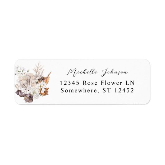 Seashells & White Floral Return Address Label (Voorkant)