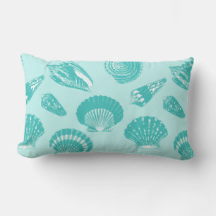 Seashells - zachte aqua en wit kussen