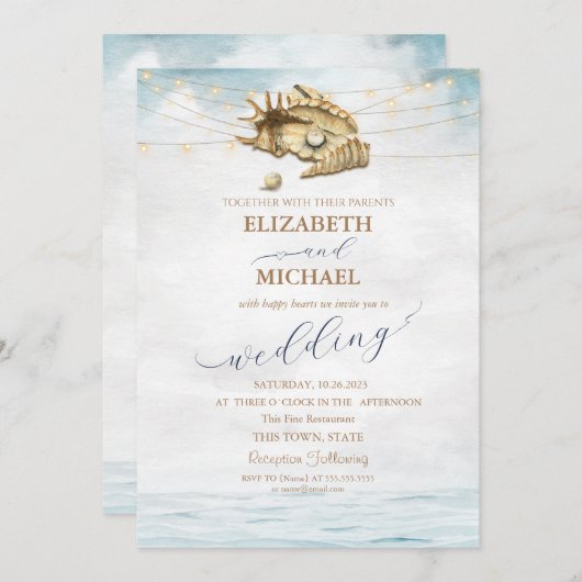 Seashells, Zee, het Manuscript van de Lichten van  Kaart (Voorkant / Achterkant)