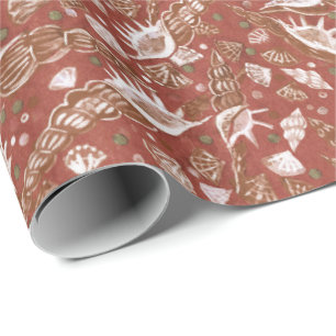 Seashells Zee Shell Mollusk Nautical Pattern Brown Cadeaupapier