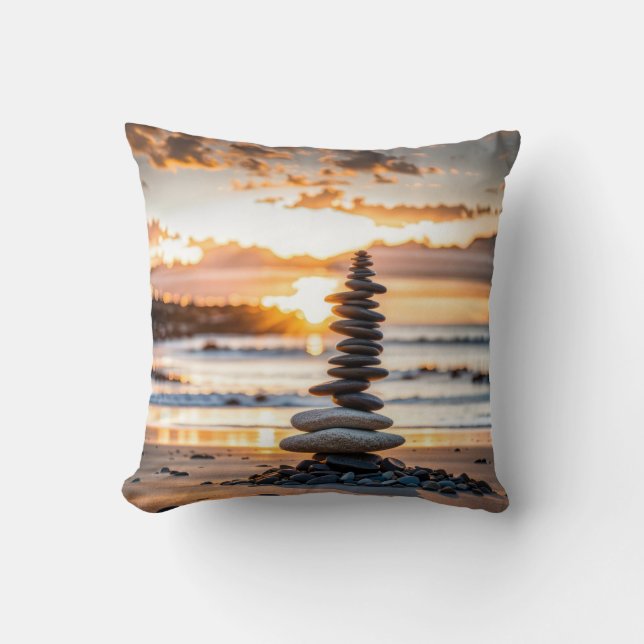 Seashore Beach Cairn Kussen (Voorkant)
