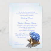 Seashore Blue Hydrangea Wedding Kaart (Voorkant / Achterkant)
