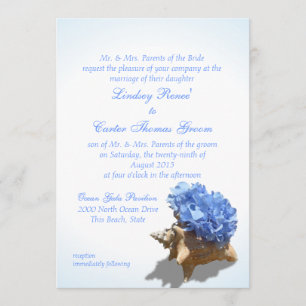 Seashore Blue Hydrangea Wedding Kaart
