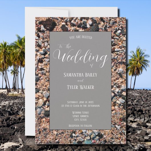 Seashore Coral Sand & Shells, Modern Beach Wedding Kaart