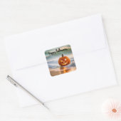 Seashore Halloween Jack-o-Lantern Vierkante Sticker (Envelop)