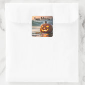 Seashore Halloween Jack-o-Lantern Vierkante Sticker (Tas)