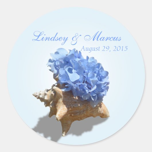 Seashore Hydrangea Blue Ronde Sticker (Voorkant)