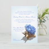 Seashore Hydrangea en Shell Wedding Kaart (Staand voorkant)