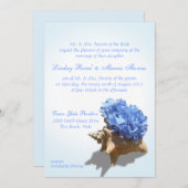 Seashore Hydrangea en Shell Wedding Kaart (Voorkant / Achterkant)