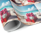 Seashore kerstcadeau op strand zand cadeaupapier (Rol Hoek)