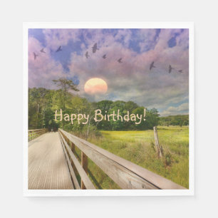  Seashore Marsh Sunset Birthday Servet