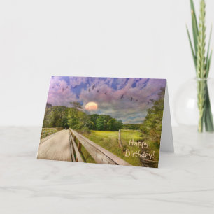 Seashore Marsh Sunset Verjaardag Kaart