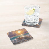 Seashore Ocean Sunset Seashells Pearls Kartonnen Onderzetters (Insitu)
