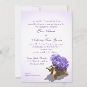Seashore Paarse Hydrangea Wedding Kaart