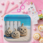 Seashore Sand Jack o' Lanterns  Papieren Bordje (Feest)