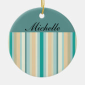 Seashore Stripes Pattern Keramisch Ornament (Voorkant)