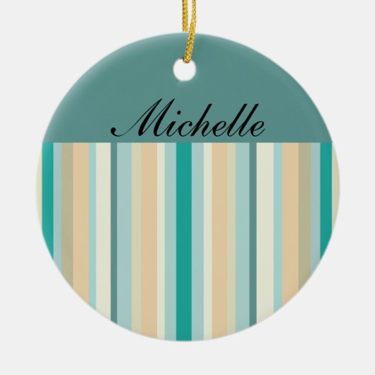 Seashore Stripes Pattern Keramisch Ornament (Voorkant)