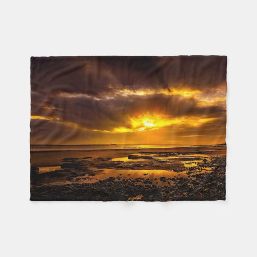 Seashore tijdens de zonsondergang fleece deken (Voorkant (Horizontaal))