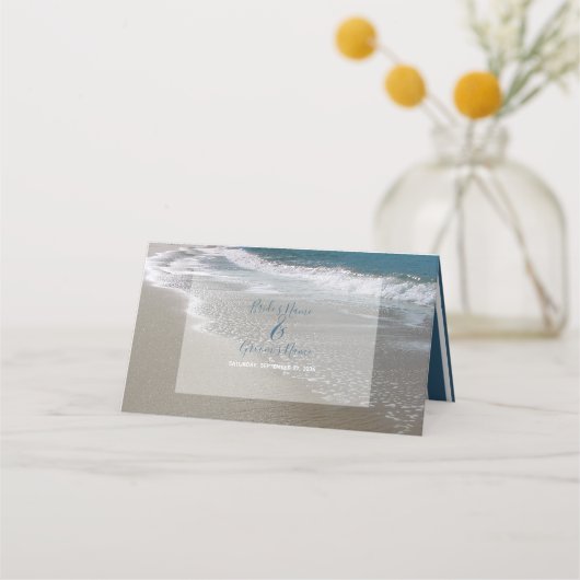 Seaside Beach & Sand Weddenschap Place Card (Achterkant)