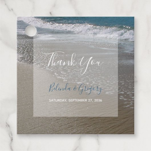 Seaside Beach & Sand Wedding Gift Bedankjes Labels (Voorkant)