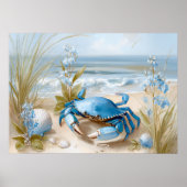 Seaside Blue Crab Beach Wall Art Print | Poster (Voorkant)