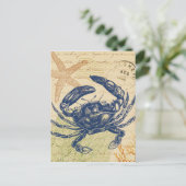 Seaside Blue Crab Collage Briefkaart (Staand voorkant)