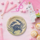 Seaside Blue Crab Collage Papieren Bordje (Feest)