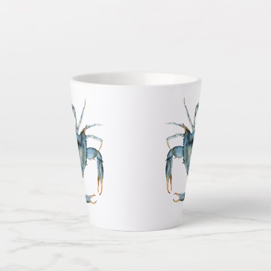 Seaside Blue Crab met Jouw naam Latte Mok (Voorkant)