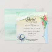 Seaside Blue Crab Tropical Bridal Shower Kaart (Voorkant / Achterkant)