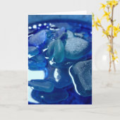Seaside Blue Wenskaart Kaart (Gele Bloem)