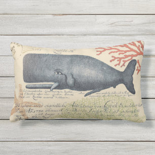 Seaside Blue Whale Collage Buitenkussen