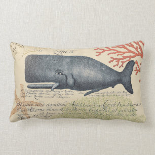 Seaside Blue Whale Collage Kussen