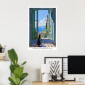 Seaside Cat Art Print French Typography Poster (Bureau à domicile)