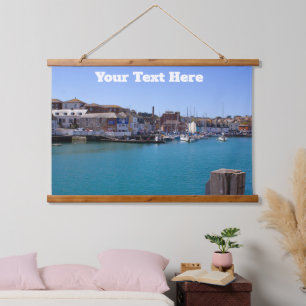 Seaside Charm - Historische havenscène op houten t Hangend Wandkleed