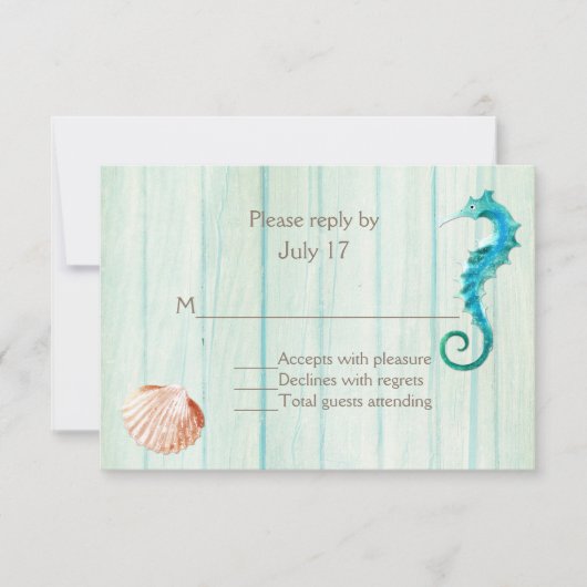 Seaside Cottage Chic Wedding Carte RSVP (Devant)