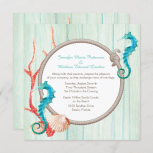 Seaside Cottage Chic Wedding Invitation Kaart
